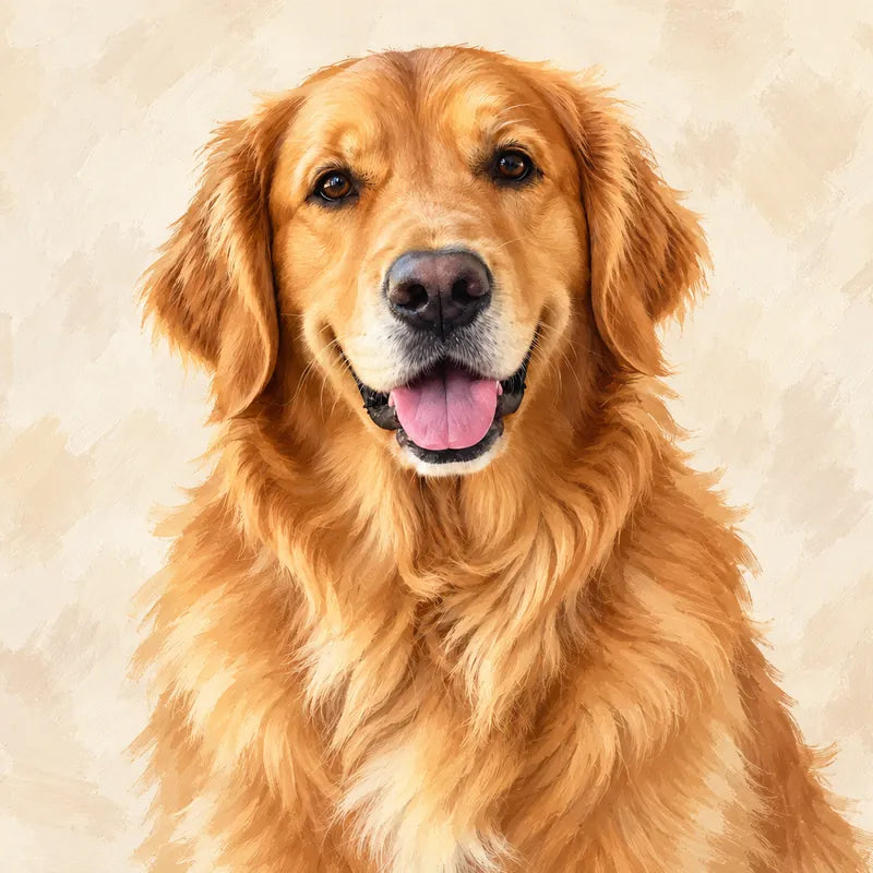 The portrait proof: a clean illustrated golden retriever